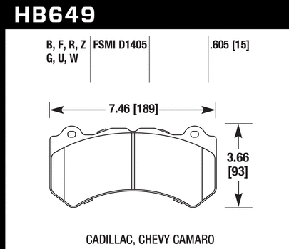 Hawk Street 5.0 Front Brake Pads 2015-2023 Challenger/Charger (6-Piston)