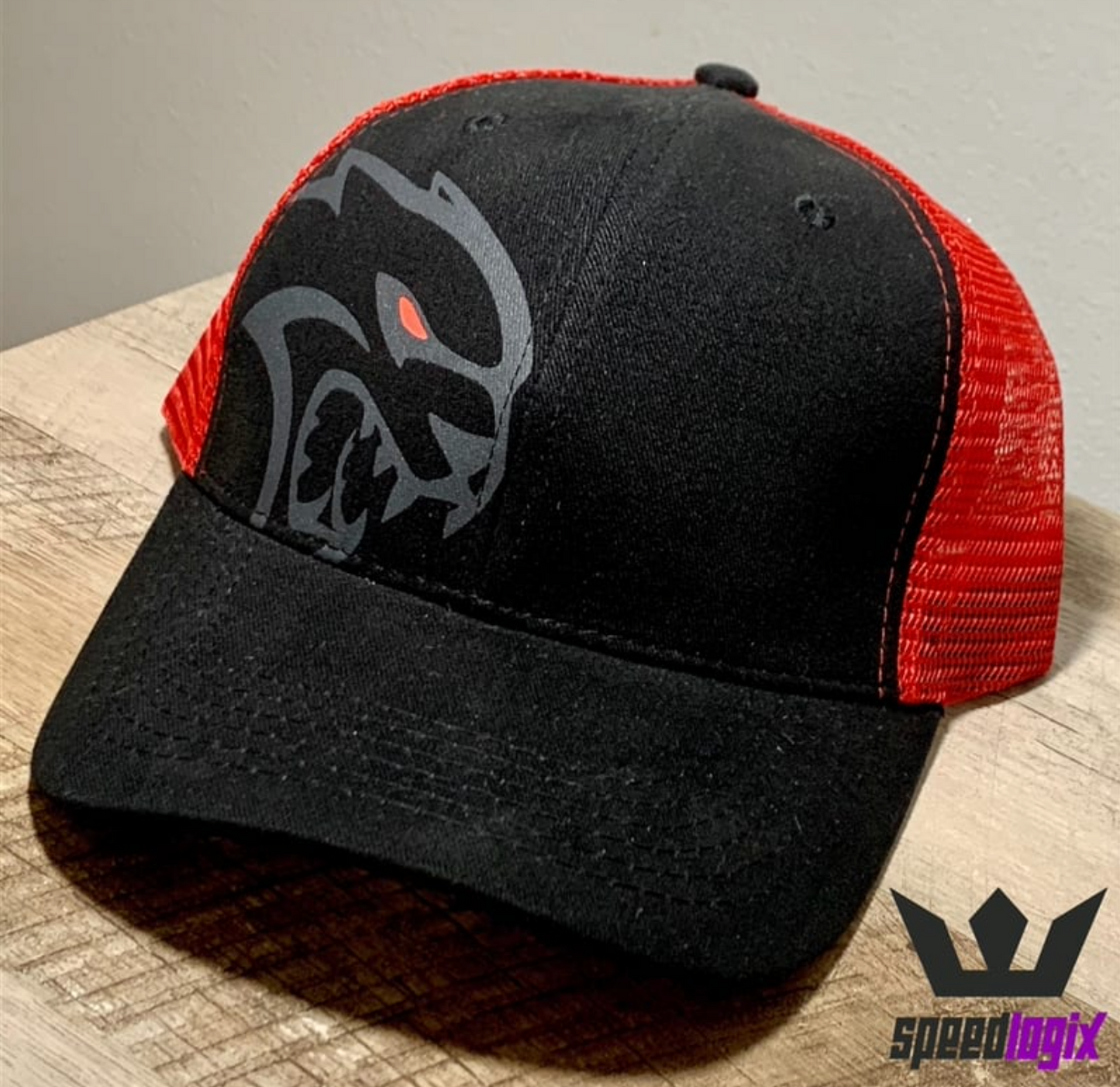 Redeye Logo Black/Red Mesh Back Hat