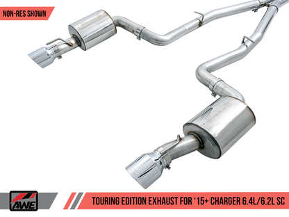 AWE Touring Cat-Back Exhaust, Chrome Tips 2015-2023 Charger 6.2L/392/6.4L