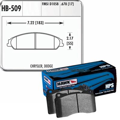 Hawk HPS Front Brake Pads 2005-2023 Challenger/Charger w/ Vented Rear Rotors